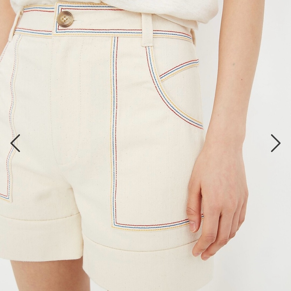 Madewell 70s Rainbow-Stitched Canvas Chase Highrise Patchpocket Shorts Cloud